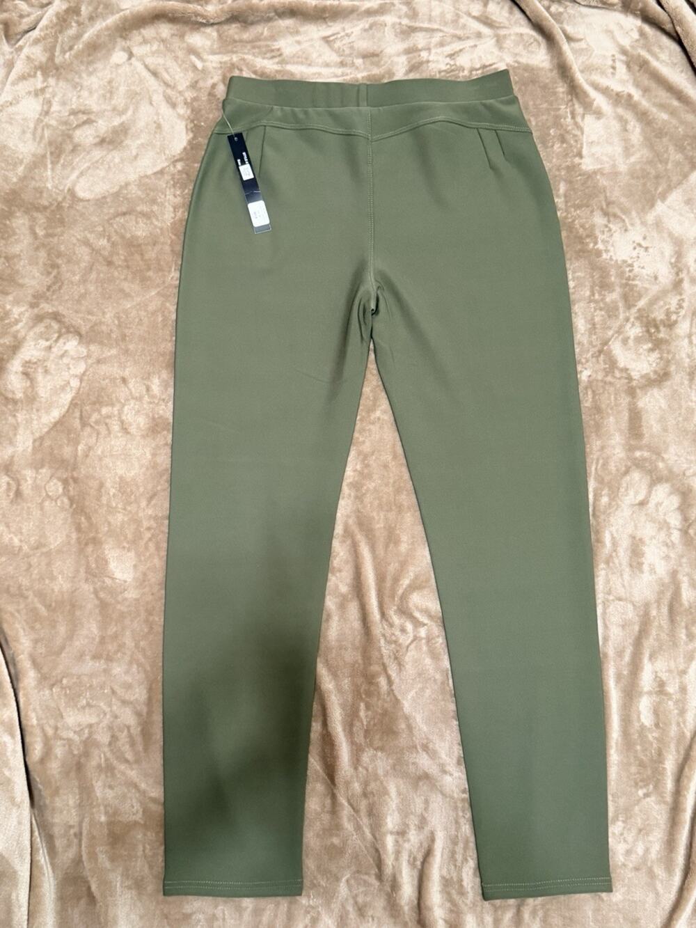 Olive Green Stretchy skinny pants plus size women. Scuba leggings. Work slack